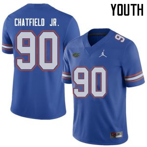 Youth Florida Gators #90 Andrew Chatfield Jr. NCAA Jordan Brand Royal Authentic Stitched College Football Jersey GDR5762IT